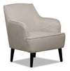 Fauteuil d’appoint Aimy de 28 po en tissu d’apparence lin avec pattes cylindriques en bois - gris clair
