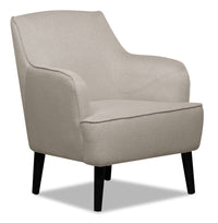  Fauteuil d’appoint Aimy de 28 po en tissu d’apparence lin avec pattes cylindriques en bois - gris clair