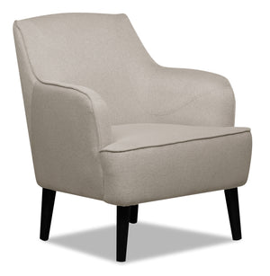 Fauteuil d’appoint Aimy de 28 po en tissu d’apparence lin avec pattes cylindriques en bois - gris clair