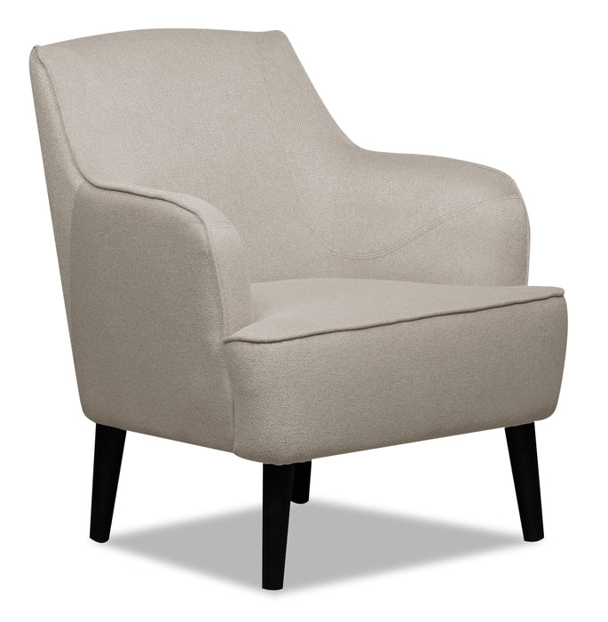 Fauteuil d’appoint Aimy de 28 po en tissu d’apparence lin avec pattes cylindriques en bois - gris clair
