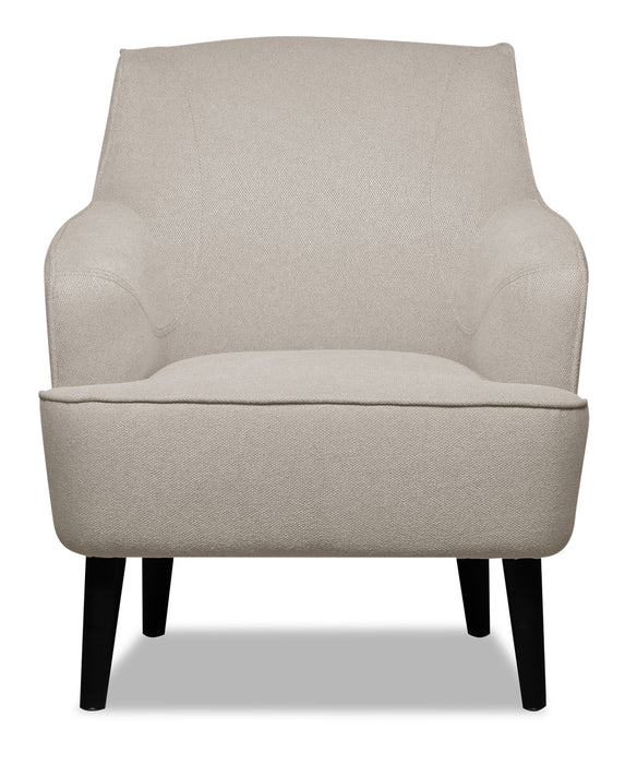 Fauteuil d’appoint Aimy de 28 po en tissu d’apparence lin avec pattes cylindriques en bois - gris clair