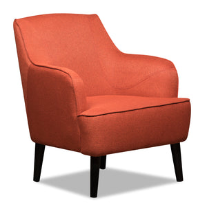 Fauteuil d’appoint Aimy de 28 po en tissu d’apparence lin avec pattes cylindriques en bois - orange