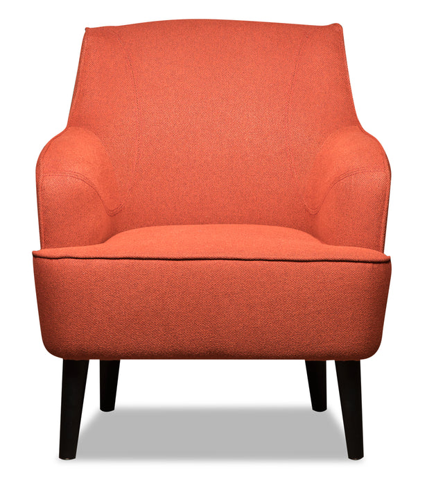 Fauteuil d’appoint Aimy de 28 po en tissu d’apparence lin avec pattes cylindriques en bois - orange