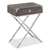 Table d'appoint Alana de 18,25 po avec rangement - grise et chrome