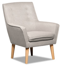  Fauteuil d’appoint Arni de 28 po en tissu d’apparence lin avec pattes en bois - gris
