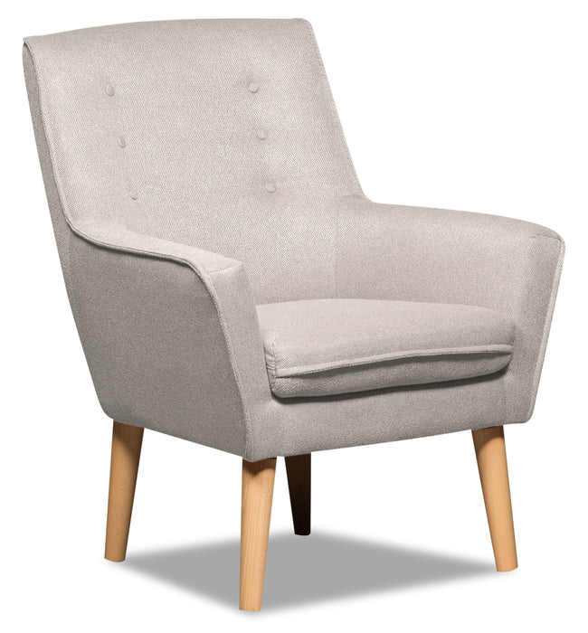 Fauteuil d’appoint Arni de 28 po en tissu d’apparence lin avec pattes en bois - gris