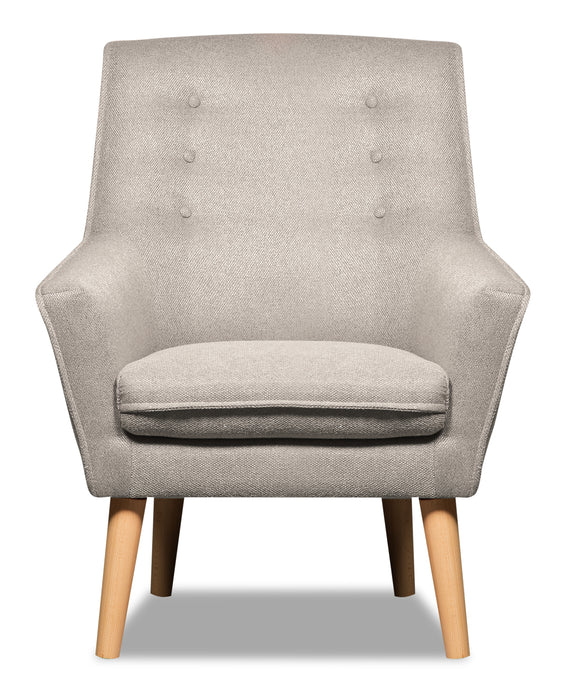 Fauteuil d’appoint Arni de 28 po en tissu d’apparence lin avec pattes en bois - gris