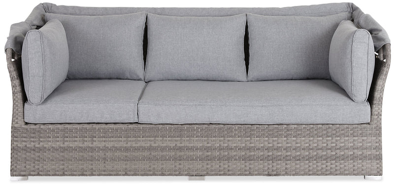 Ensemble de conversation Bermuda 6 pièces avec toit pour la terrasse à l’extérieur - osier en résine tressé à la main, résistant aux rayons UV et aux intempéries - gris