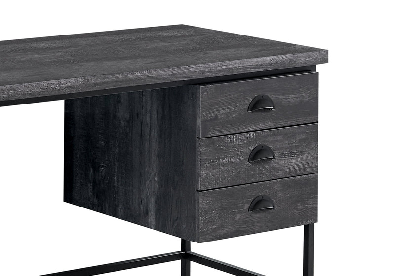Bureau Blake de 55,25 po d’apparence bois recyclé à 3 tiroirs - noir