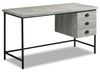Bureau Blake de 55,25 po d’apparence bois recyclé à 3 tiroirs - gris