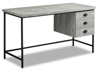 Bureau Blake de 55,25 po d’apparence bois recyclé à 3 tiroirs - gris