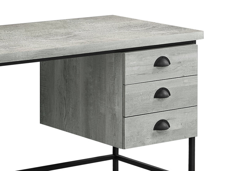 Bureau Blake de 55,25 po d’apparence bois recyclé à 3 tiroirs - gris