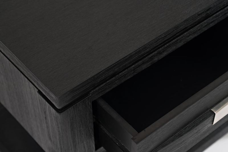 Table de bout rustique Bronx de 24 po avec rangement et tablette - bois anthracite