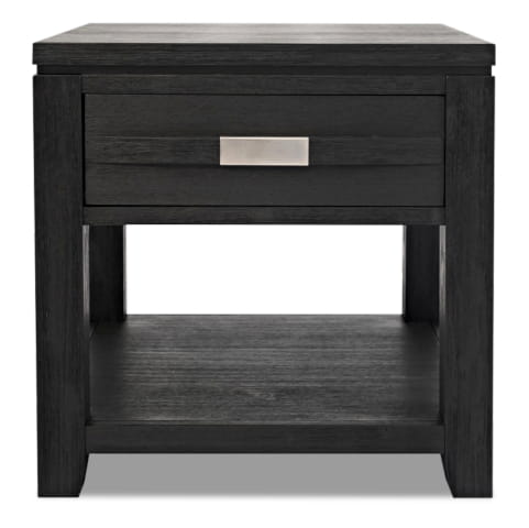 Table de bout rustique Bronx de 24 po avec rangement et tablette - bois anthracite