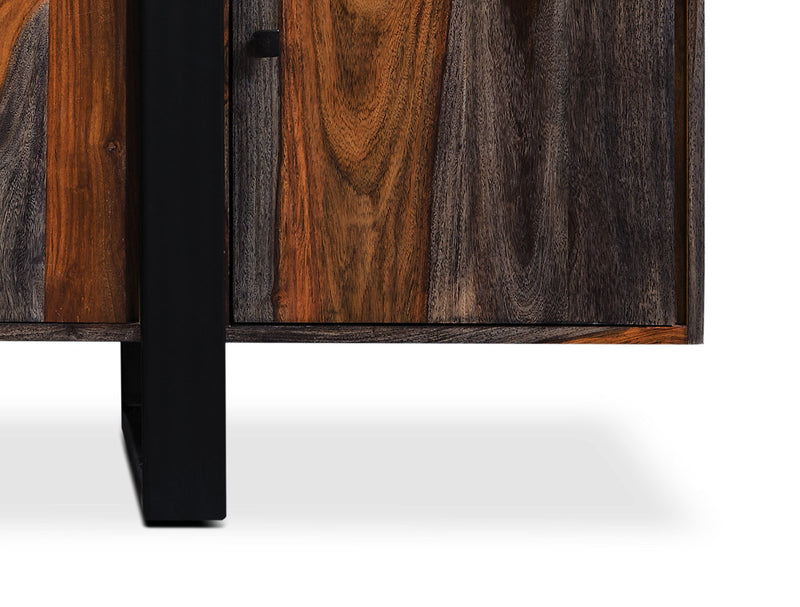 Desserte de salle à manger Bowery de 69 po (L) en sheesham et en métal avec rangement et tablette - brune