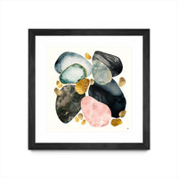 Œuvre d’art murale encadrée noire et mate « Pebble Abstract » 36 x 36