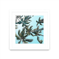 Œuvre d’art murale encadrée blanche et mate « Palm 03 » 36 x 36