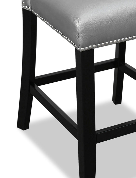 Ensemble de salle à manger Cami 5 pièces de hauteur comptoir avec table carrée de 54 po (L) avec dessus en marbre véritable et 4 chaises grises