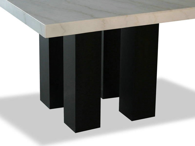 Table de salle à manger carrée Cami de 54 po (L) de hauteur comptoir avec dessus en marbre véritable - blanche