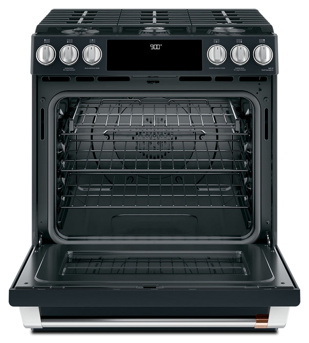 Cuisinière intelligente hybride Café de 5,7 pi³ avec convection européenne véritable et grilles autonettoyantes - noir mat - CC2S900P3MD1