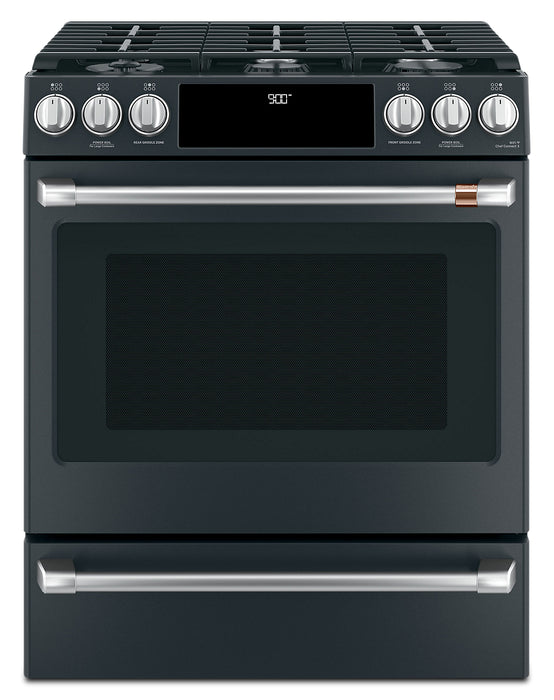 Cuisinière intelligente hybride Café de 5,7 pi³ avec convection européenne véritable et grilles autonettoyantes - noir mat - CC2S900P3MD1