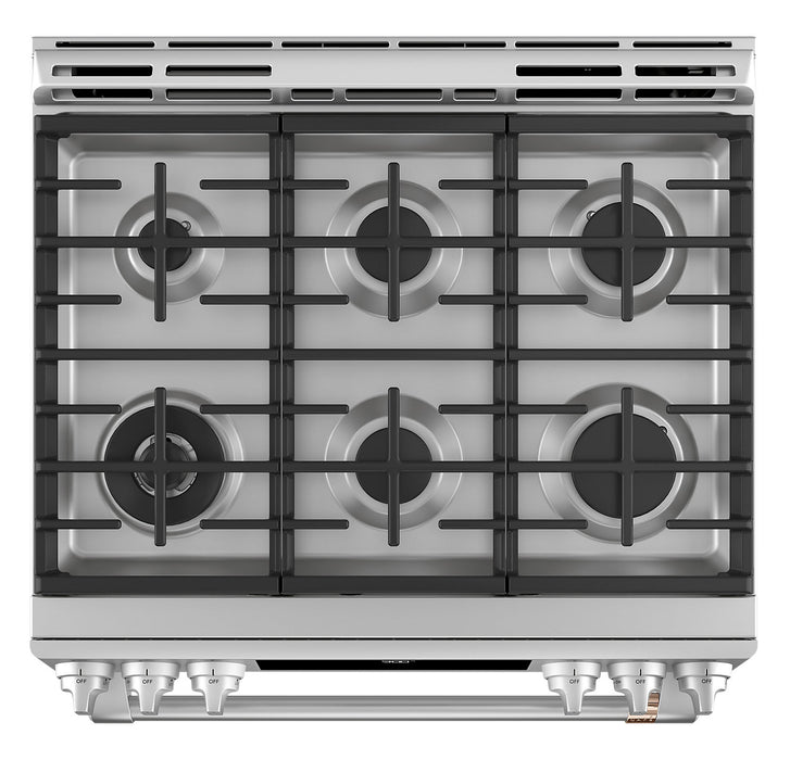 Cuisinière intelligente hybride Café de 5,7 pi³ avec convection européenne véritable et grilles autonettoyantes - acier inoxydable - CC2S900P2MS1