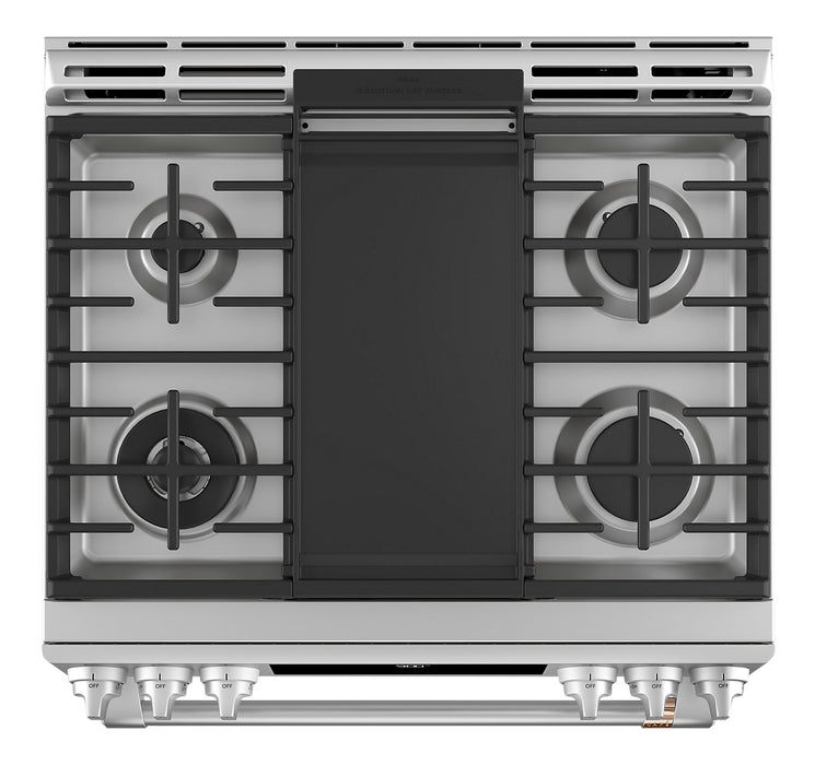 Cuisinière intelligente hybride Café de 5,7 pi³ avec convection européenne véritable et grilles autonettoyantes - acier inoxydable - CC2S900P2MS1