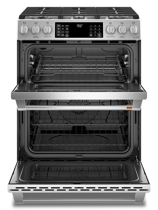 Cuisinière intelligente hybride Café de 7 pi³ avec convection européenne véritable et grilles autonettoyantes - acier inoxydable - CC2S950P2MS1