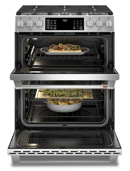 Cuisinière intelligente hybride Café de 7 pi³ avec convection européenne véritable et grilles autonettoyantes - acier inoxydable - CC2S950P2MS1