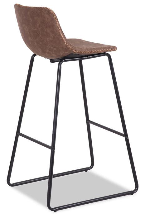 Tabouret bar Coty en tissu de cuir végétalien et en métal - brun