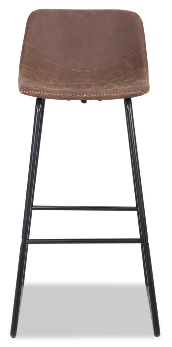 Tabouret bar Coty en tissu de cuir végétalien et en métal - brun