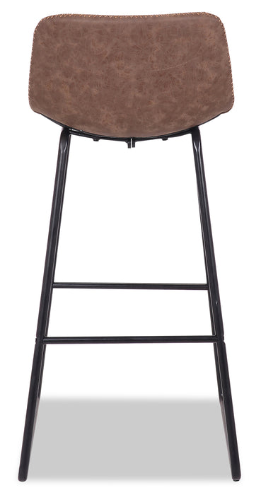 Tabouret bar Coty en tissu de cuir végétalien et en métal - brun