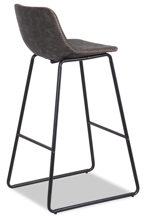 Tabouret 30 po bar Coty en tissu de cuir végétalien et en métal - gris