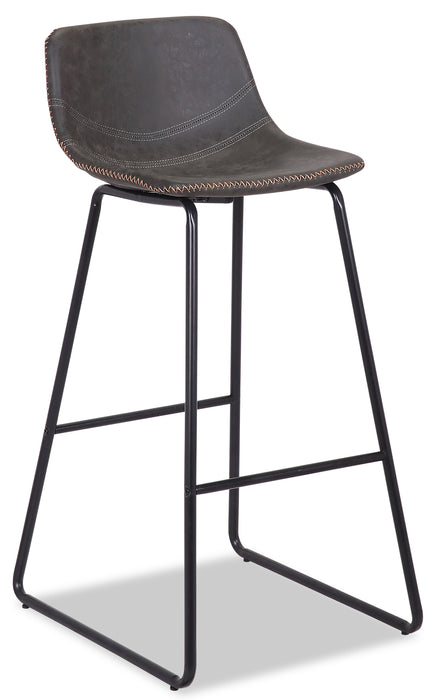 Tabouret 30 po bar Coty en tissu de cuir végétalien et en métal - gris