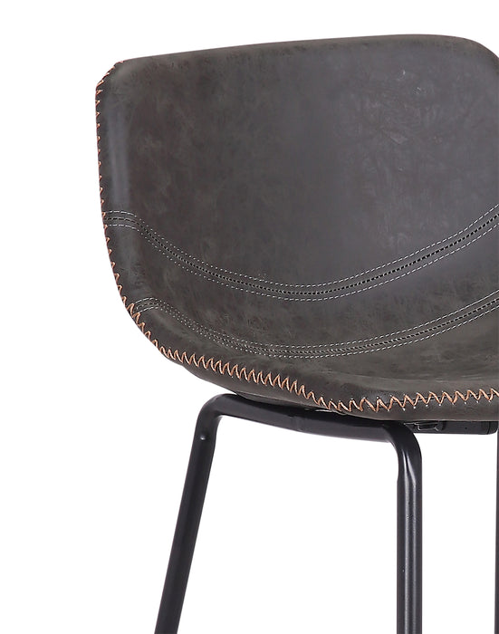 Tabouret 30 po bar Coty en tissu de cuir végétalien et en métal - gris