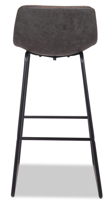 Tabouret 30 po bar Coty en tissu de cuir végétalien et en métal - gris