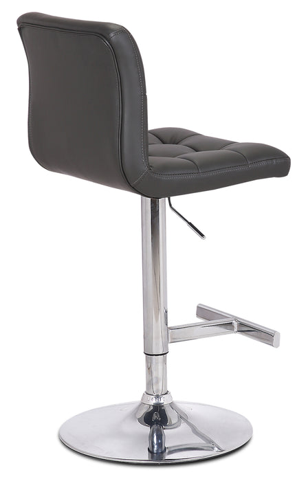 Tabouret bar Cruz en tissu de cuir végétalien et en métal avec siège pivotant et réglable - gris
