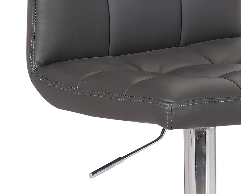 Tabouret bar Cruz en tissu de cuir végétalien et en métal avec siège pivotant et réglable - gris