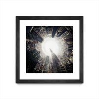 Œuvre d’art murale encadrée noire et mate « City Center Ii » 30 x 30