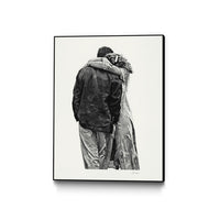 Œuvre d'art murale sur toile encadrée noire « Peter & Rebecca » 24 x 32