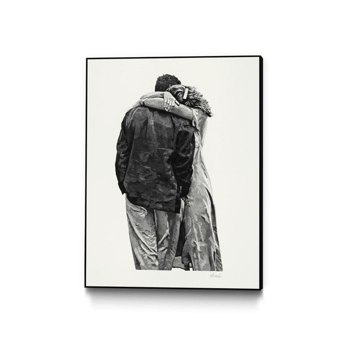Œuvre d'art murale sur toile encadrée noire « Peter & Rebecca » 24 x 32