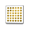 Œuvre d'art murale sur toile encadrée noire « Golden Spots White » 20 x 20