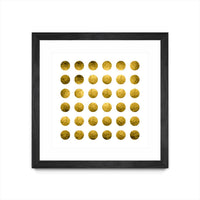 Œuvre d’art murale encadrée noire et mate « Golden Spots White » 30 x 30