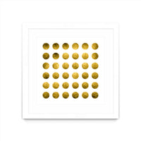 Œuvre d’art murale encadrée blanche et mate « Golden Spots White » 30 x 30