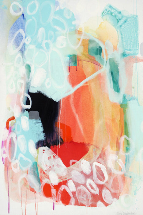 Œuvre d’art murale Giant Art « Cherry Creamsicle Love » 72 x 48
