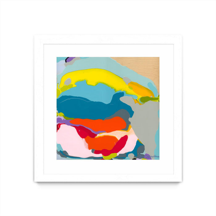 Œuvre d’art murale encadrée blanche et mate « Free Falling » 36 x 36