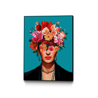 Œuvre d'art murale sur toile encadrée noire « Frida's Flowers » 24 x 32