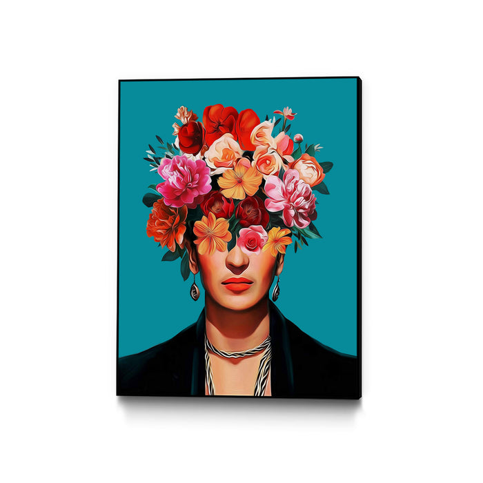 Œuvre d'art murale sur toile encadrée noire « Frida's Flowers » 24 x 32