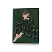 Œuvre d'art murale sur toile encadrée noire « Woman In Green » 30 x 40