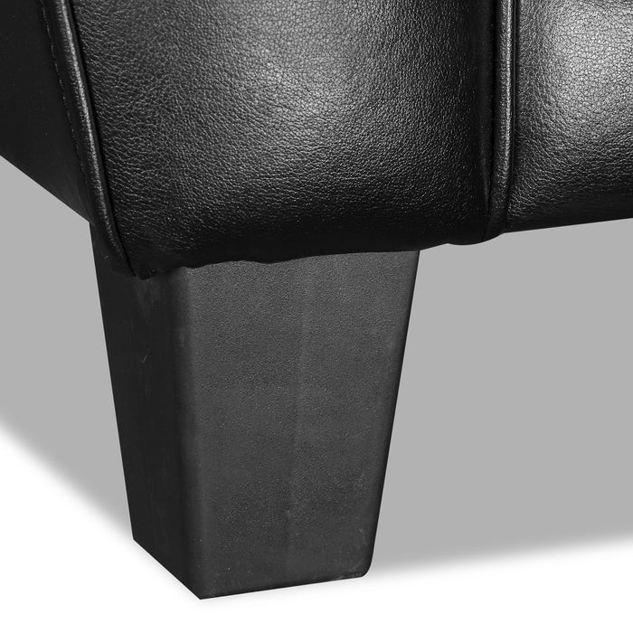 Sofa Curt de 85 po en cuir véritable avec capitonnage à boutons - noir